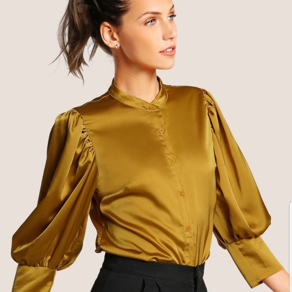 mustard satin blouse